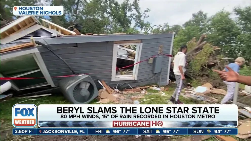 A Texas resident said he was trapped in his home after Beryl knocked over a large tree. Jordann Dwayne said the encounter was terrifying and there still is much work to be done to recover from the Category 1 hurricane.