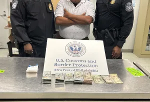 Philadelphia CBP K9 Nitro alerted and CBP officers seized over $44,000 from a Mexico-bound traveler on April 30, 2026.